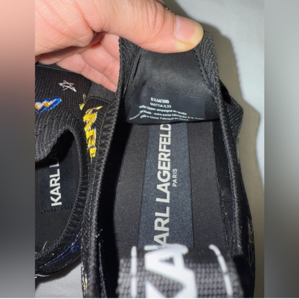 Karl Lagerfeld Mattia logo Embroidered stretch knit sneakers size 8.5 - Picture 3 of 7